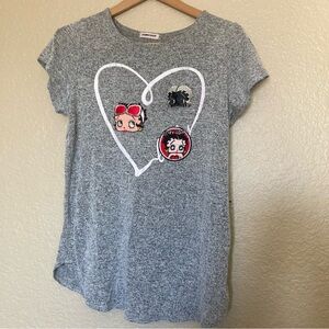 Occasion Gray Kids T-Shirt with Heart Graphic Betty Boop Favorite